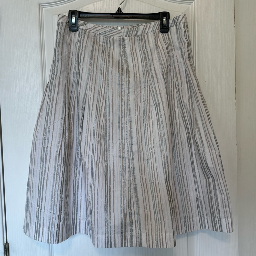 Ann Taylor Loft Lined Pleated Neutral Stripes Skirt